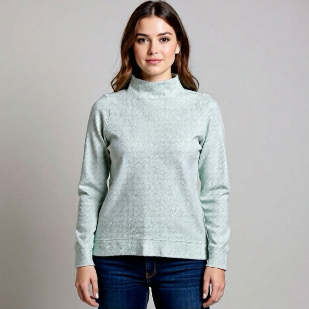Saturday Sunday Anthropology Sweater Mint Green XS Mock Neck Relaxed